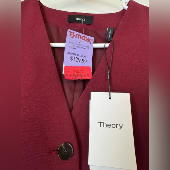 NWT Theory Women's Burgundy “Admiral” Tailored Vest - Picture 6 of 11